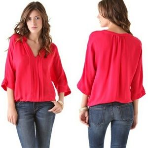 Joie Marru Watermelon Red Pink Silk Blouse Top